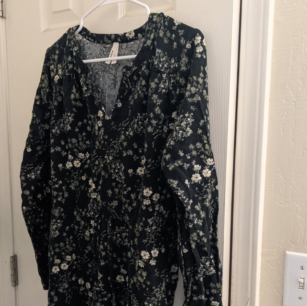 Pact Dark Green Floral Dress